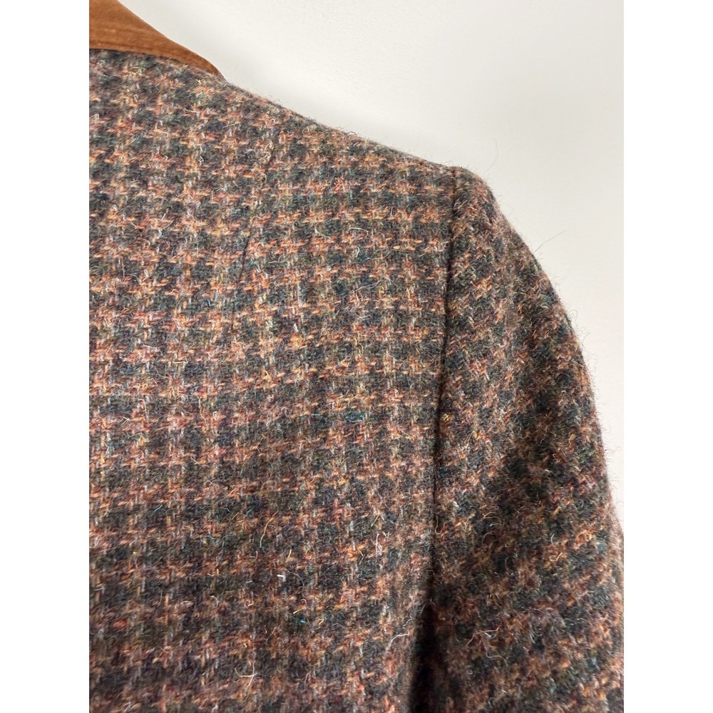 John Meyer Vintage Brown Tweed Houndstooth Blazer Elbow Patches Womens 8 - Picture 14 of 15